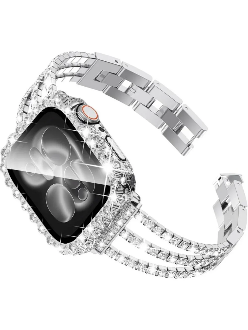 Stylish Metal Band for Apple Watch 42mm, Bling Rhinestone Bracelet & Waterproof